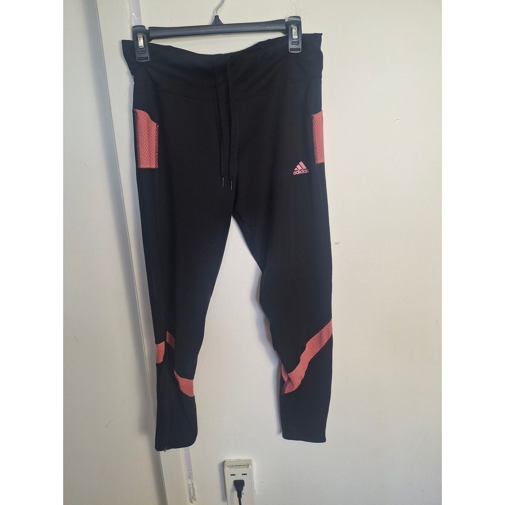 Adidas Aeroready Running Leggings Black Pink Mesh Pocket Training Tights Women L
